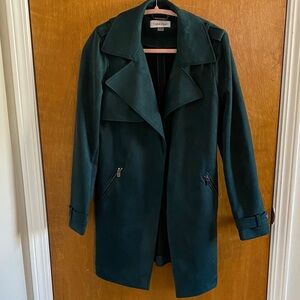 NWOT Calvin Klein Dark Green Faux Suede Trench Coat